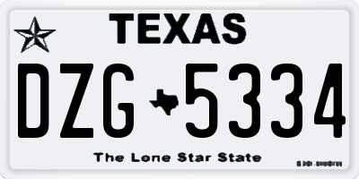 TX license plate DZG5334