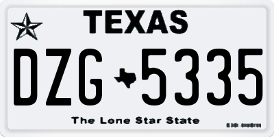 TX license plate DZG5335