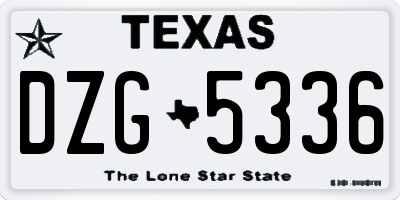 TX license plate DZG5336