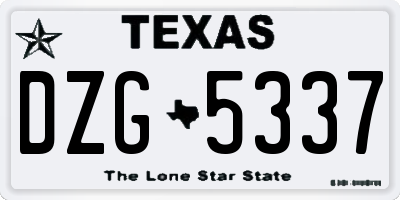 TX license plate DZG5337