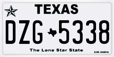 TX license plate DZG5338