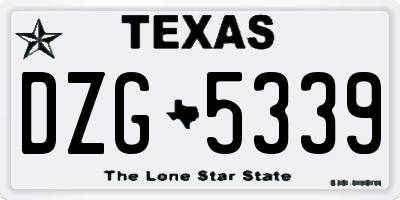 TX license plate DZG5339