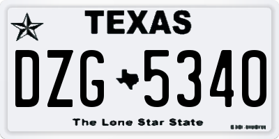 TX license plate DZG5340