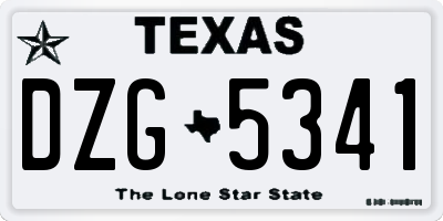 TX license plate DZG5341