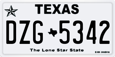 TX license plate DZG5342