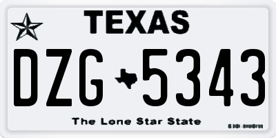 TX license plate DZG5343