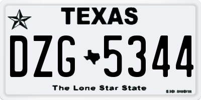 TX license plate DZG5344