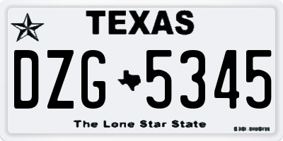 TX license plate DZG5345