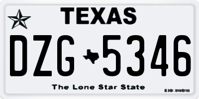 TX license plate DZG5346
