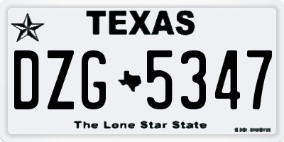 TX license plate DZG5347