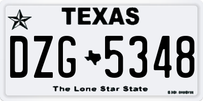 TX license plate DZG5348
