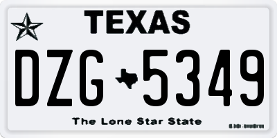 TX license plate DZG5349