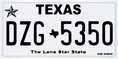 TX license plate DZG5350