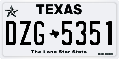 TX license plate DZG5351