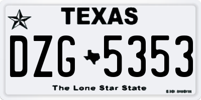 TX license plate DZG5353
