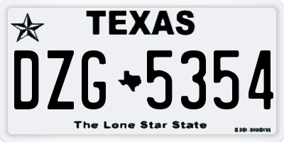 TX license plate DZG5354