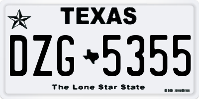 TX license plate DZG5355