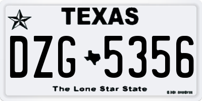 TX license plate DZG5356