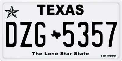 TX license plate DZG5357