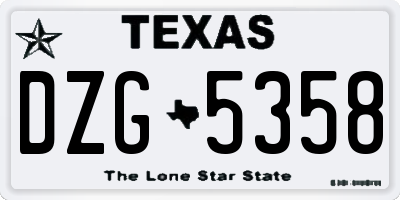 TX license plate DZG5358