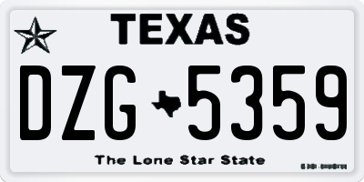 TX license plate DZG5359
