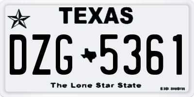 TX license plate DZG5361