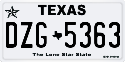 TX license plate DZG5363