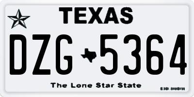 TX license plate DZG5364