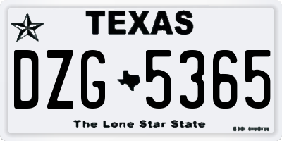 TX license plate DZG5365