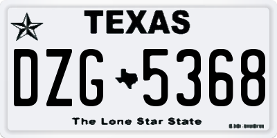 TX license plate DZG5368