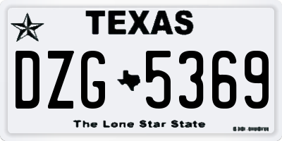 TX license plate DZG5369