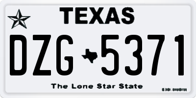 TX license plate DZG5371