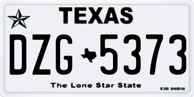 TX license plate DZG5373