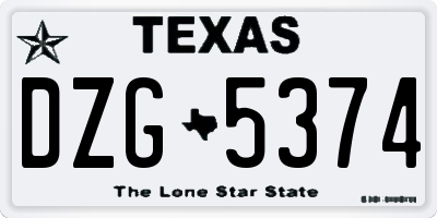 TX license plate DZG5374