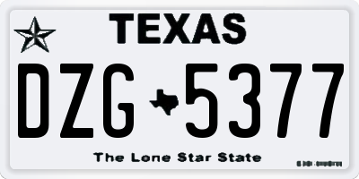 TX license plate DZG5377