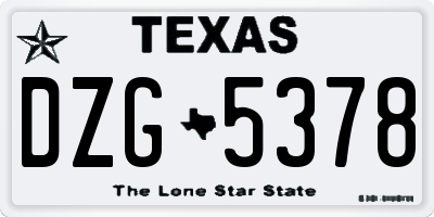 TX license plate DZG5378