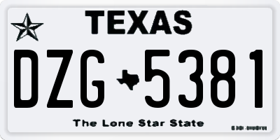TX license plate DZG5381