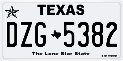 TX license plate DZG5382