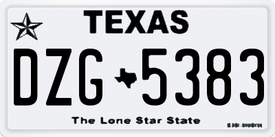 TX license plate DZG5383