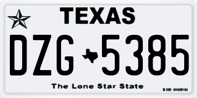 TX license plate DZG5385
