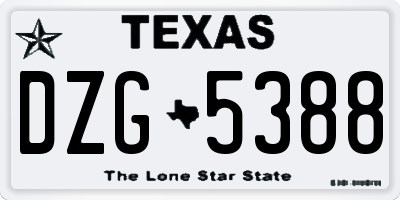 TX license plate DZG5388