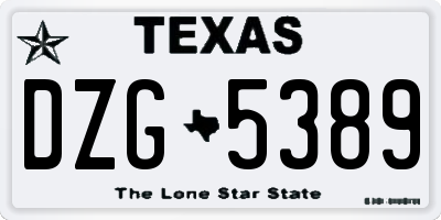 TX license plate DZG5389