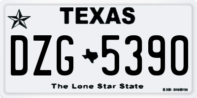 TX license plate DZG5390