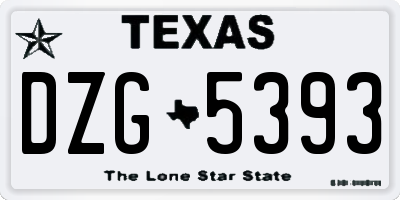 TX license plate DZG5393