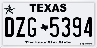 TX license plate DZG5394