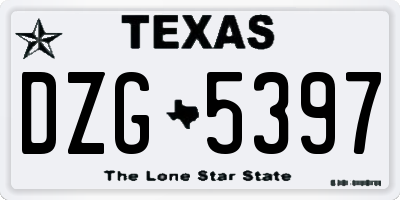 TX license plate DZG5397