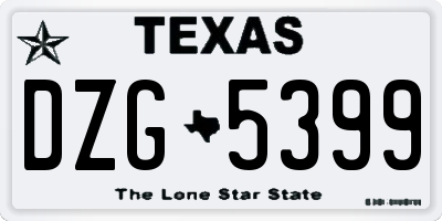 TX license plate DZG5399