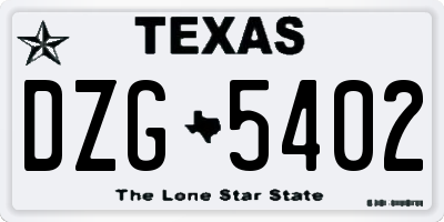 TX license plate DZG5402