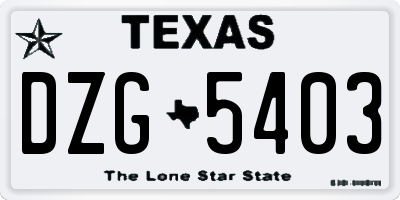 TX license plate DZG5403