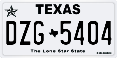 TX license plate DZG5404